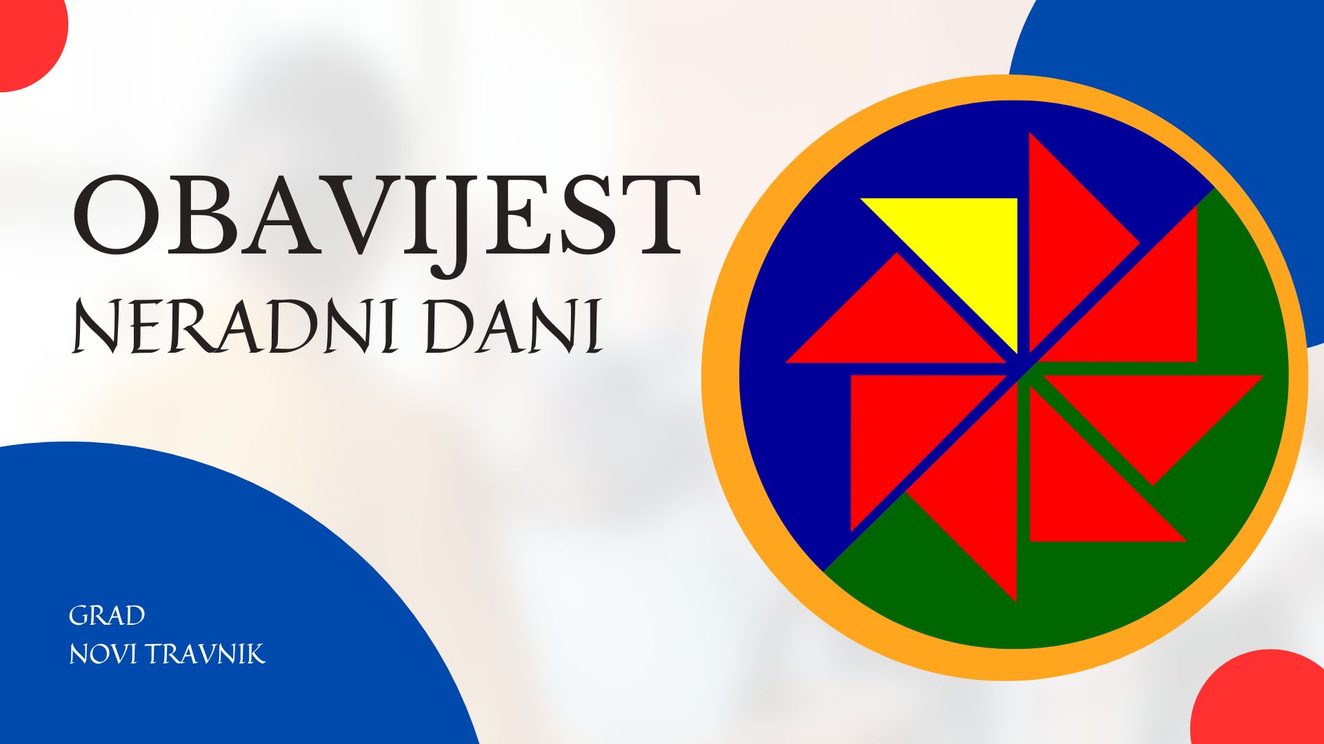 Obavijest o neradnim danima