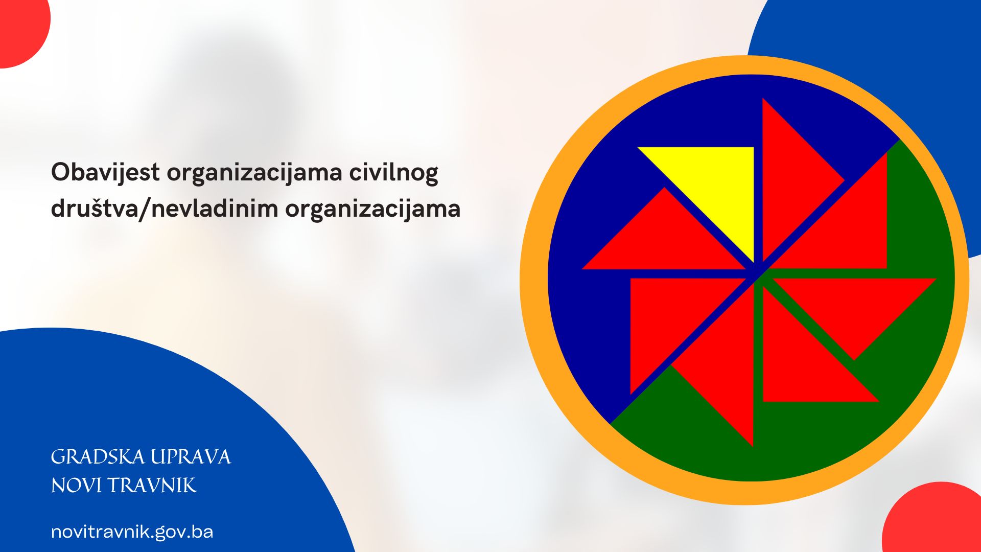 Obavijest organizacijama civilnog društva / nevladinim organizacijama