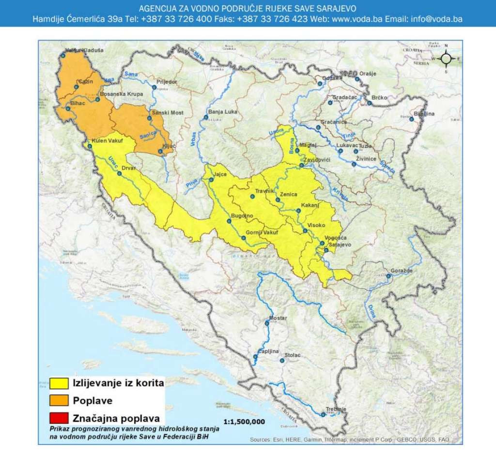 OBAVJEŠTENJE  O PROGNOZI VANREDNOG HIDROLOŠKOG STANJA